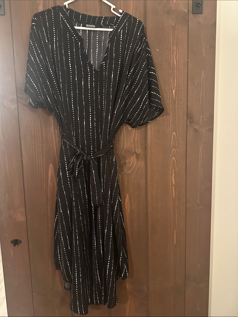 Black Striped Tie-Waist Women’s Dress